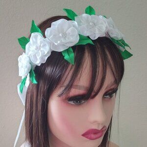 White Flower Crown For Wedding Headband Flowers Headdress Bride Girl Flower Crow